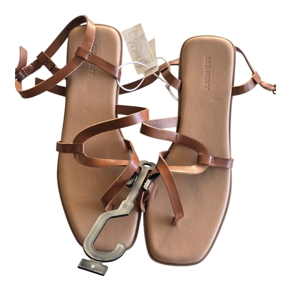 Old Navy Sandals Flats WomenSz Brown Size 8 Ankle Strap Comfort New - Picture 3 of 12